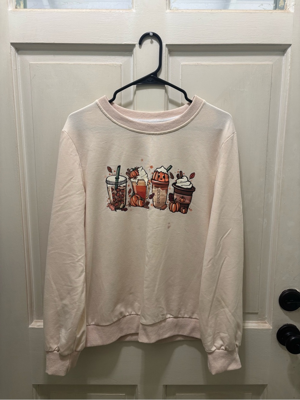 Women’s Cream Graphic Sweatshirt - Autumn Coffee Print